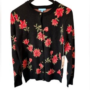 NEW! Draper James Rose Floral Cardigan Sweater Size Small Gold Buttons